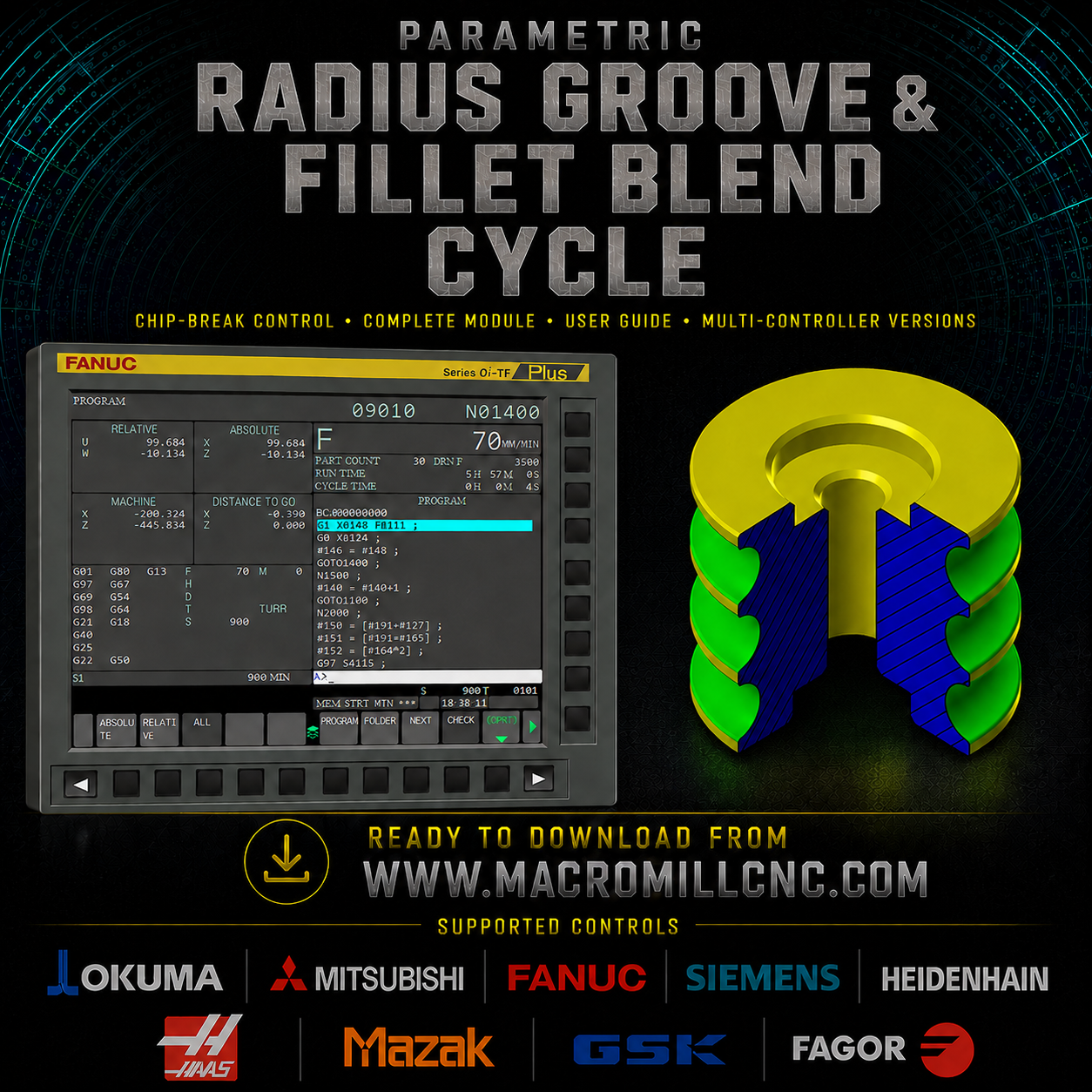Parametric Radius Groove & Fillet Blend Cycle