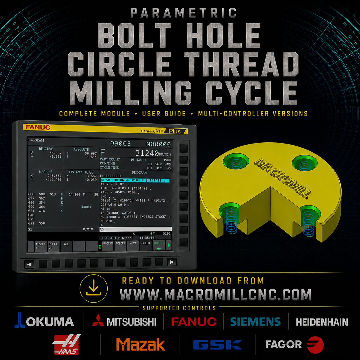 Parametric Bolt Hole Circle Thread Milling Cycle